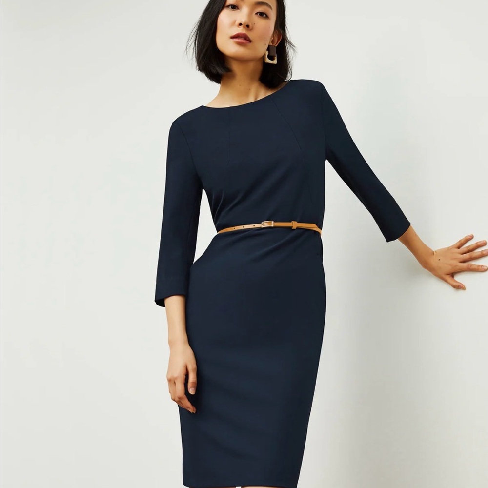 MM Lafleur Navy Midi Dress size 8